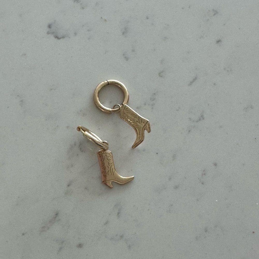Anthropology Gold Boot Charm Earrings